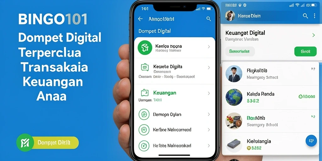 Antarmuka BINGO101 yang bersih dan fungsional untuk Dompet Digital.