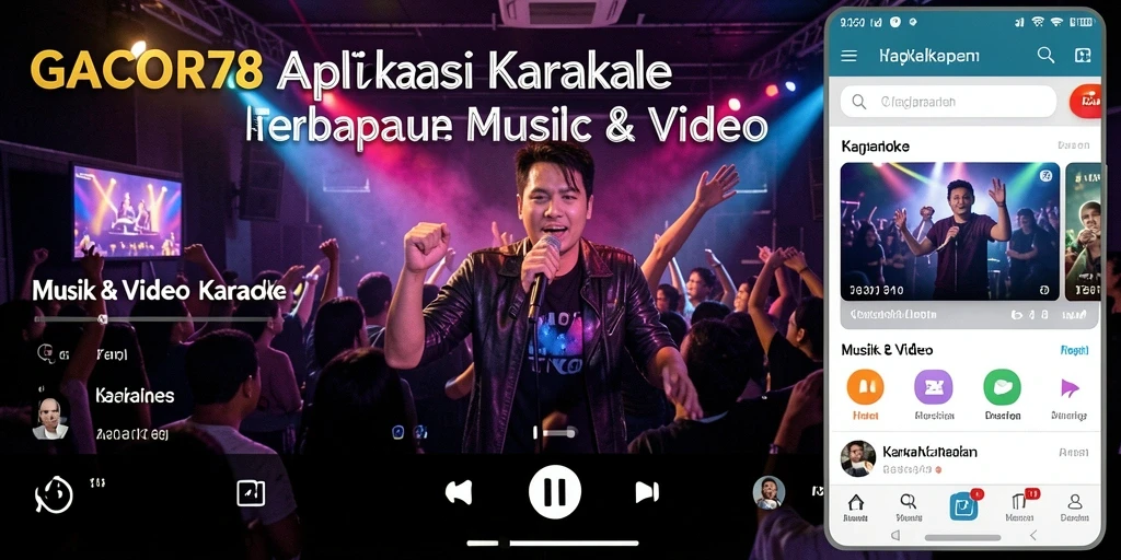Antarmuka GACOR78 menampilkan lirik dan fungsi Karaoke yang menarik.