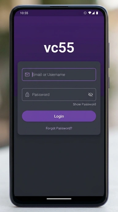 Tampilan halaman login vc55