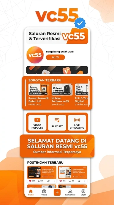 Tampilan kanal resmi vc55